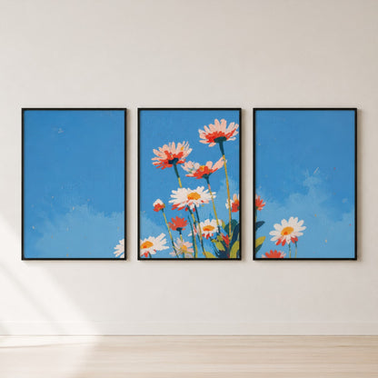 Daisy Field Triptych Set Wall Art — set hero