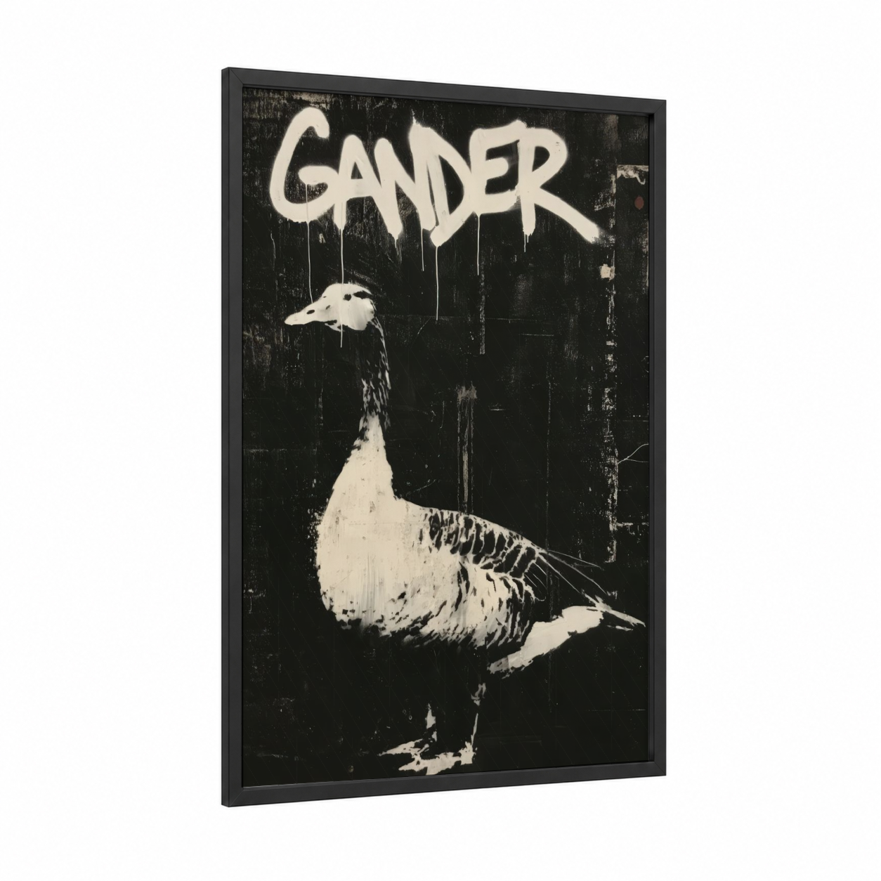 Urban Gander framed geese print — black wood frame — black and white palette