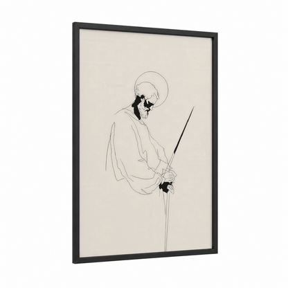 Saint Paul Contemplative framed st. paul print — black wood frame — black and white palette