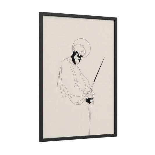 Saint Paul Contemplative framed st. paul print — black wood frame — black and white palette