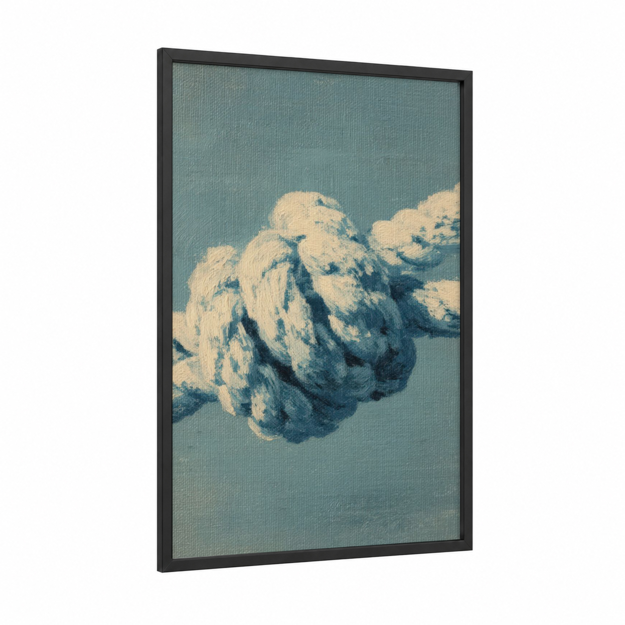 Nautical Knot Study framed rope knots print — black wood frame — blue and cream palette