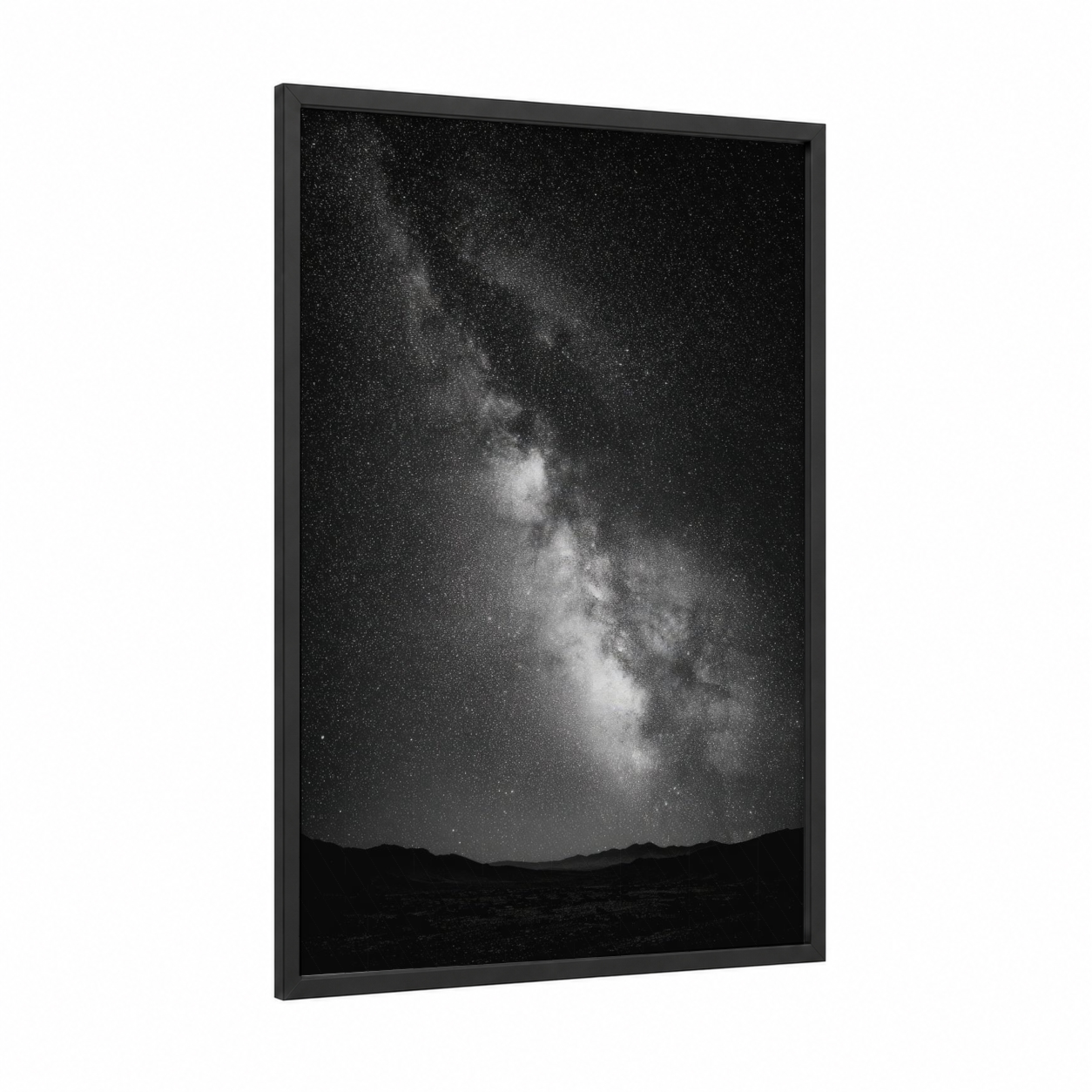 Celestial Night Sky framed milky way print — black wood frame — black and white palette
