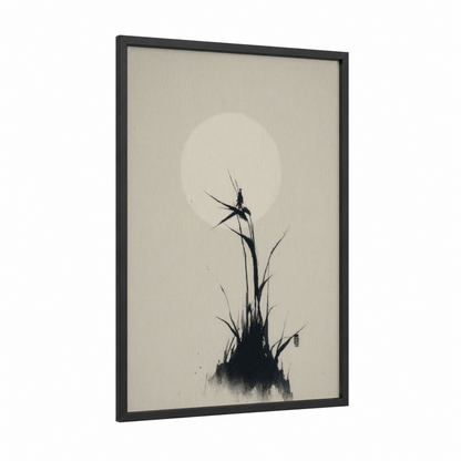 Moonlit Fairy framed art print — black wood frame — black and cream palette