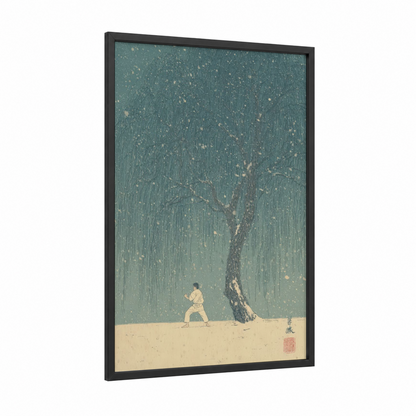 Willow Warrior framed taekwondo print — black wood frame — sage green and cream palette