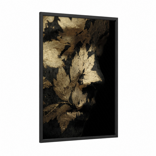 Golden Body Art framed art print — black wood frame — gold and black and gold palette