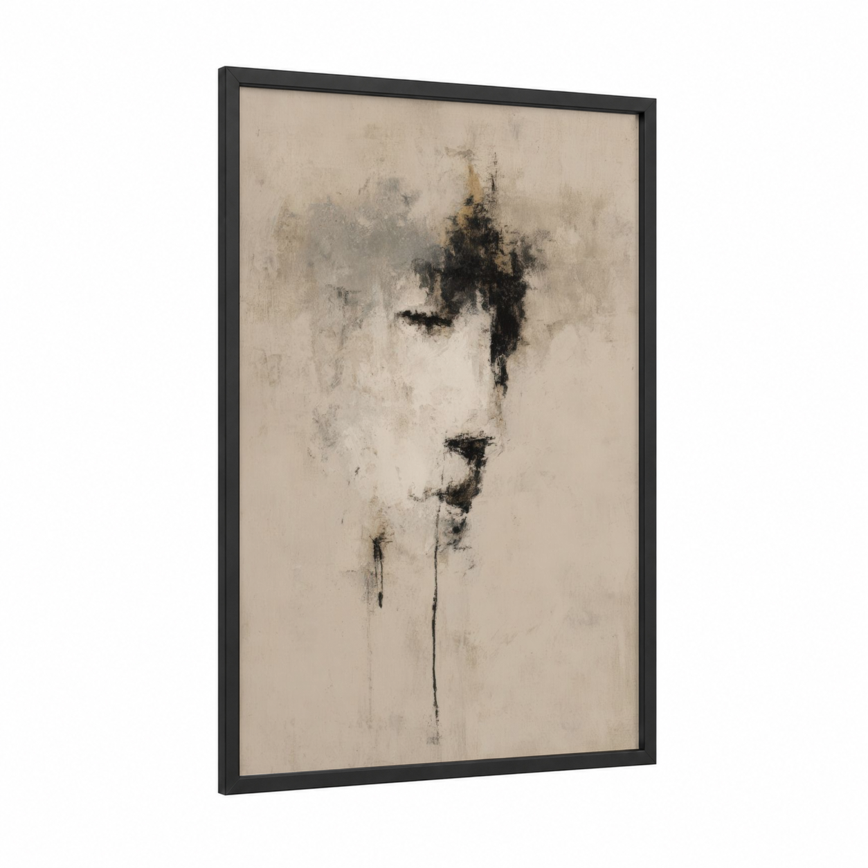 Ethereal Specter framed ghost print — black wood frame — cream and black palette