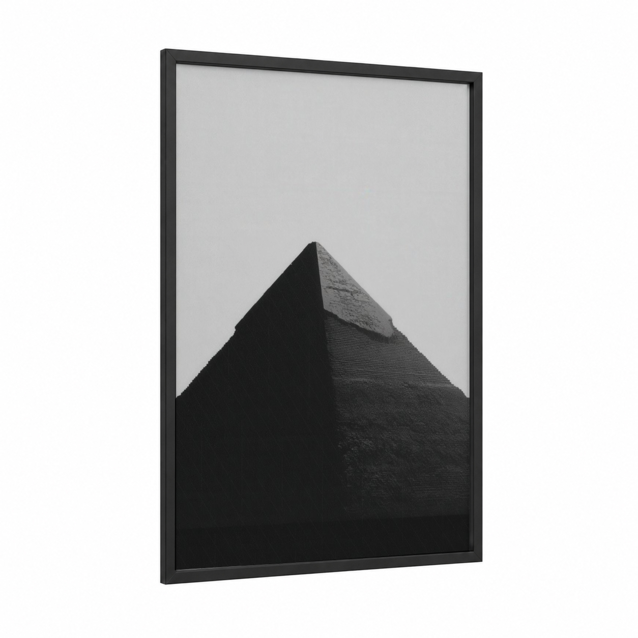 Minimalist Pyramid framed great pyramid of giza print — black wood frame — black and white palette