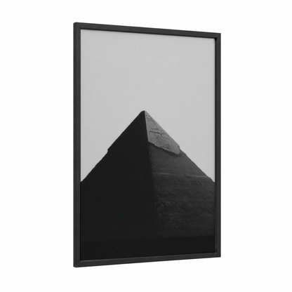 Minimalist Pyramid framed great pyramid of giza print — black wood frame — black and white palette