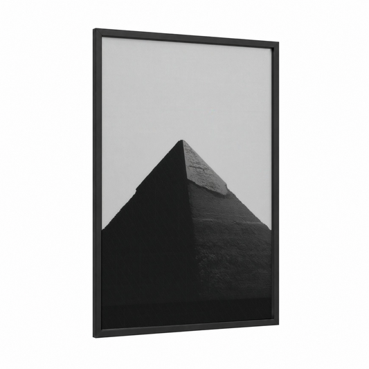 Minimalist Pyramid framed great pyramid of giza print — black wood frame — black and white palette