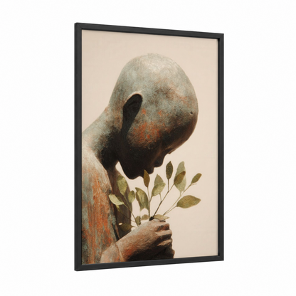 Contemplative Spirit framed kwanzaa print — black wood frame — beige palette