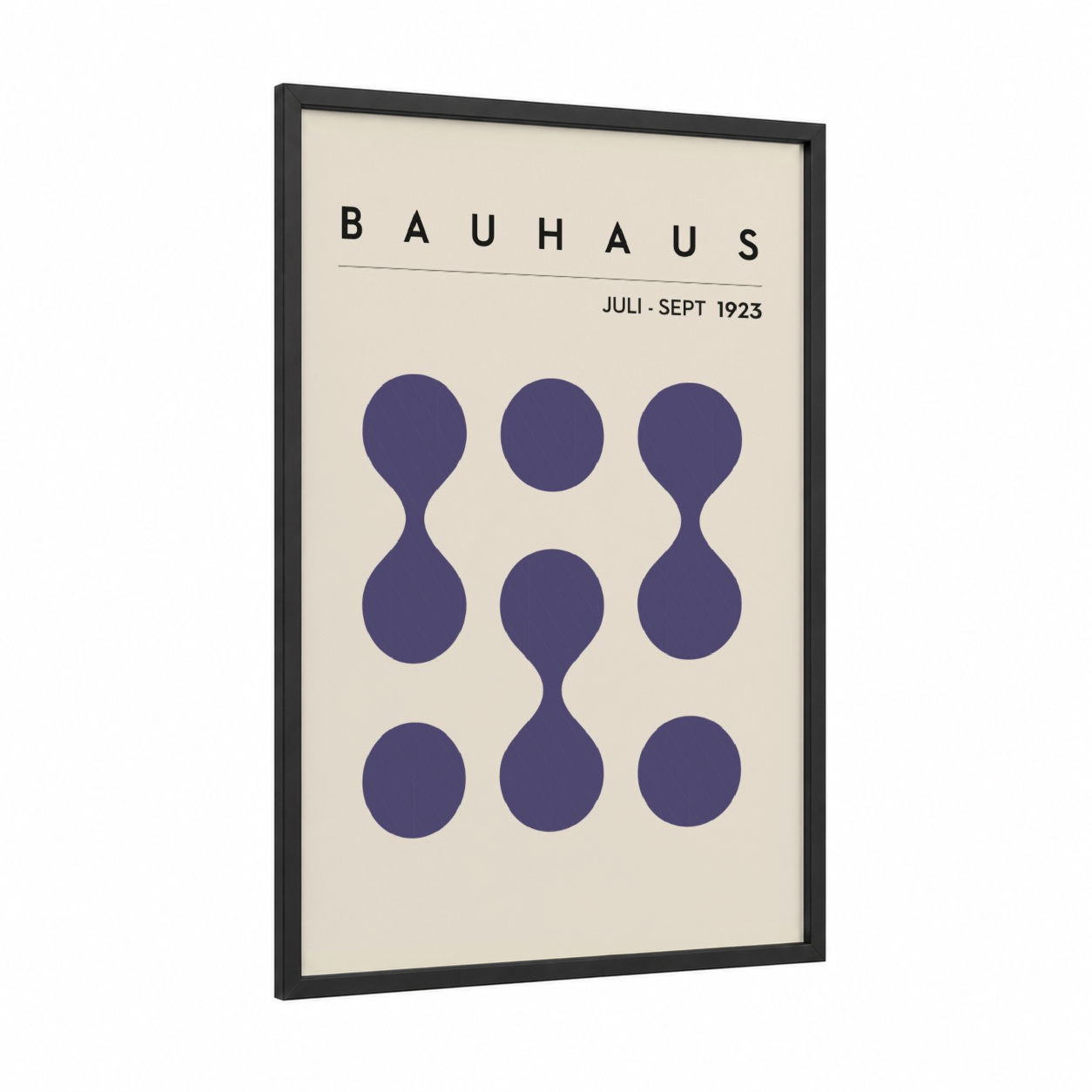 Bauhaus Circles framed abstract geometric print — black wood frame — cream palette