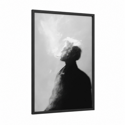 Rebellious Spirit framed rock'n roll print — black wood frame — black and white palette