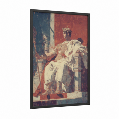 Imperial Constantine Throne framed constantine the great print — black wood frame — maroon and dark blue palette