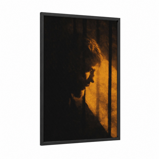 St. Paul Contemplation framed art print — black wood frame — gold and black palette
