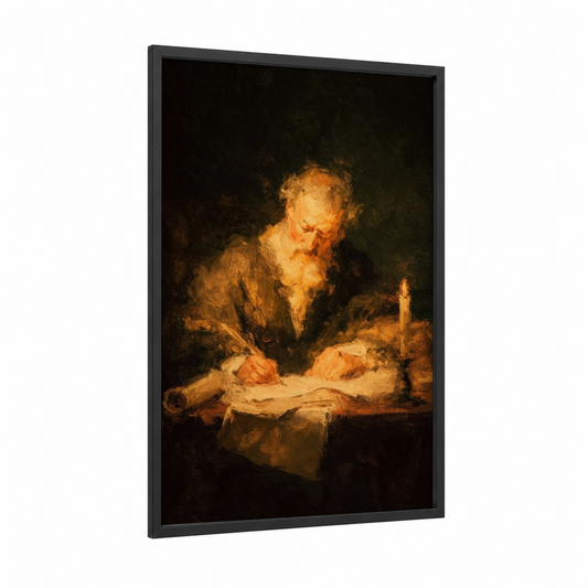 Scholar Saint Paul framed st. paul print — black wood frame — gold and black palette