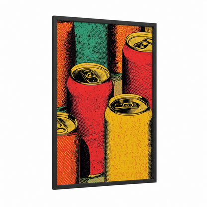 Pop Art Beer framed art print — black wood frame — red and yellow gold palette
