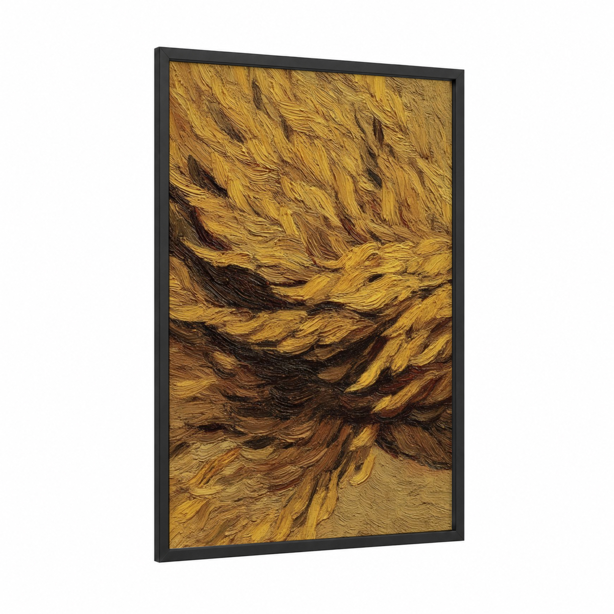 Golden Rope Knots framed art print — black wood frame — gold and brown palette