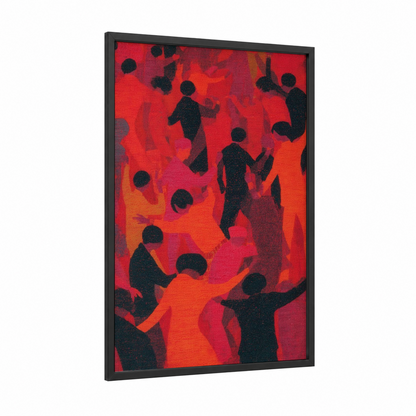 Funk Energy framed art print — black wood frame — red and orange palette