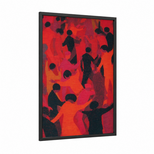 Funk Energy framed art print — black wood frame — red and orange palette