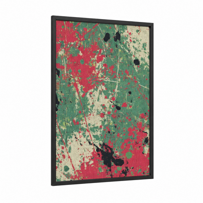 Vibrant Salad Mix framed art print — black wood frame — red and true green palette