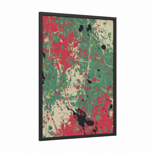Vibrant Salad Mix framed art print — black wood frame — red and true green palette