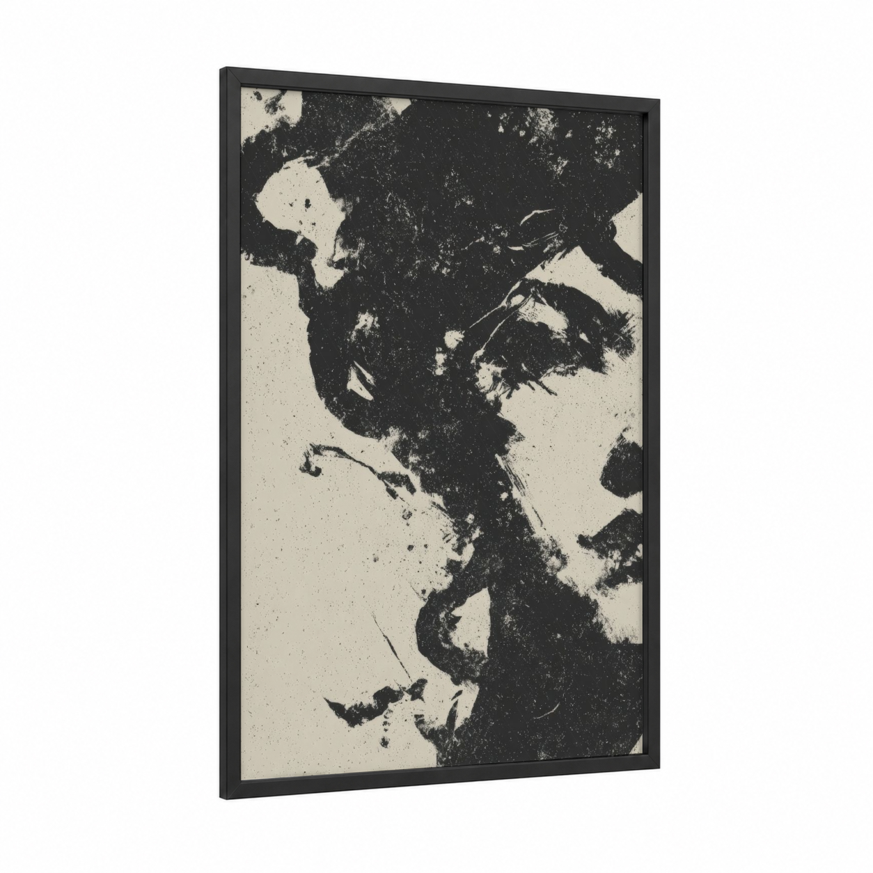 Shadowed Medusa framed art print — black wood frame — black and white palette