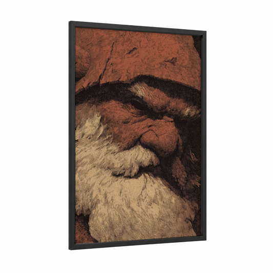 Bearded Dwarf framed dwarves print — black wood frame — russet and cream palette