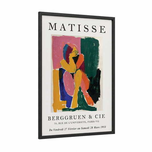 Matisse Abstract Composition framed abstract expressionism print — black wood frame — yellow gold and orange palette