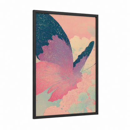 Cosmic Makeup framed make up print — black wood frame — magenta and teal palette