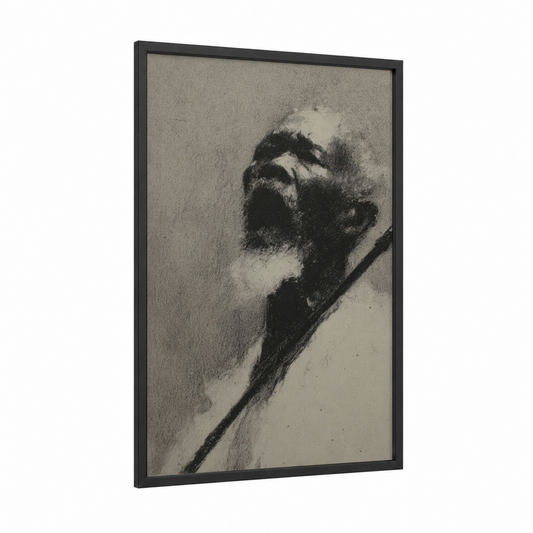Dynamic Capoeira Performer framed art print — black wood frame — black and white and gray palette