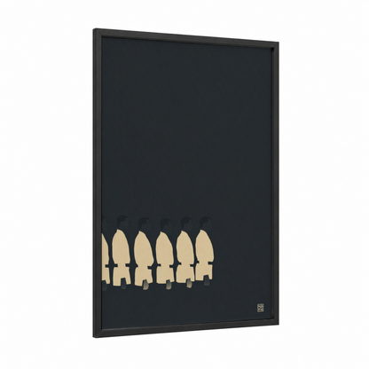 Minimalist Judoka Line framed jiu jutsu print — black wood frame — cream and espresso palette