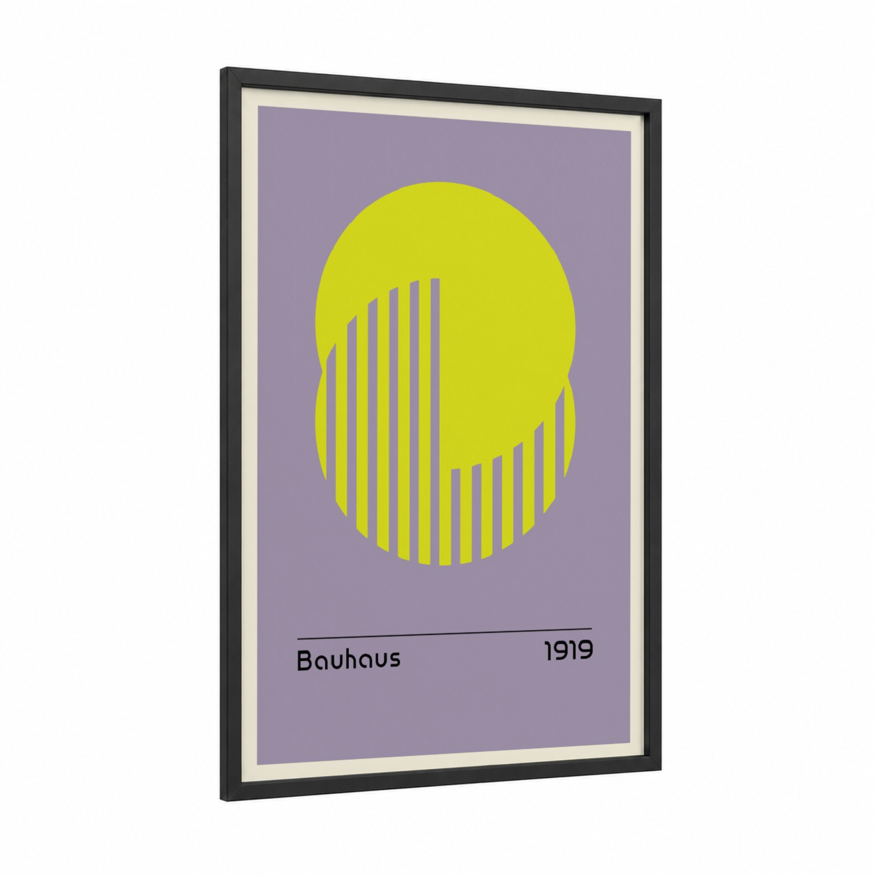 Bauhaus Yellow framed abstract geometric print — black wood frame — yellow and gray palette