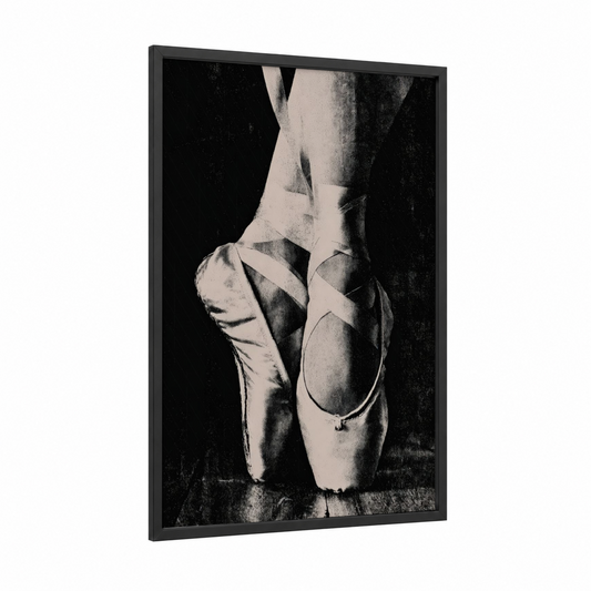 Pointe Ballet Grace framed art print — black wood frame — black and white palette