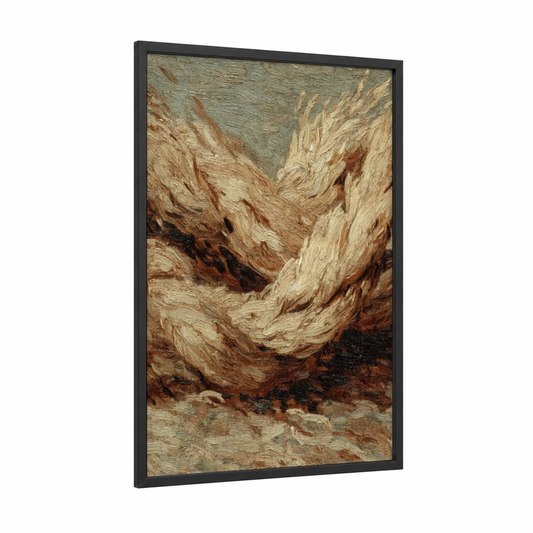 Textured Rope Study framed rope knots print — black wood frame — brown and cream palette