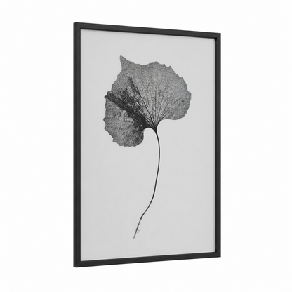 Skeletal Linden framed linden tree print — black wood frame — black and white palette