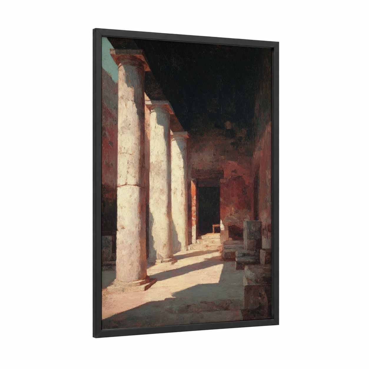 Ancient Wine Cellar framed wineries and cellars print — black wood frame — cream and russet palette