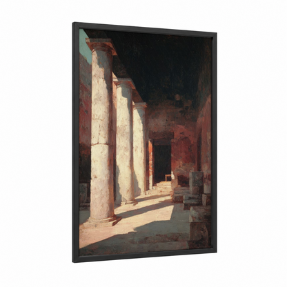 Ancient Wine Cellar framed wineries and cellars print — black wood frame — cream and russet palette