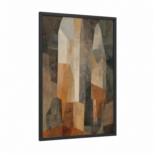 Cubist Arc framed arc de triomphe print — black wood frame — gray and white palette