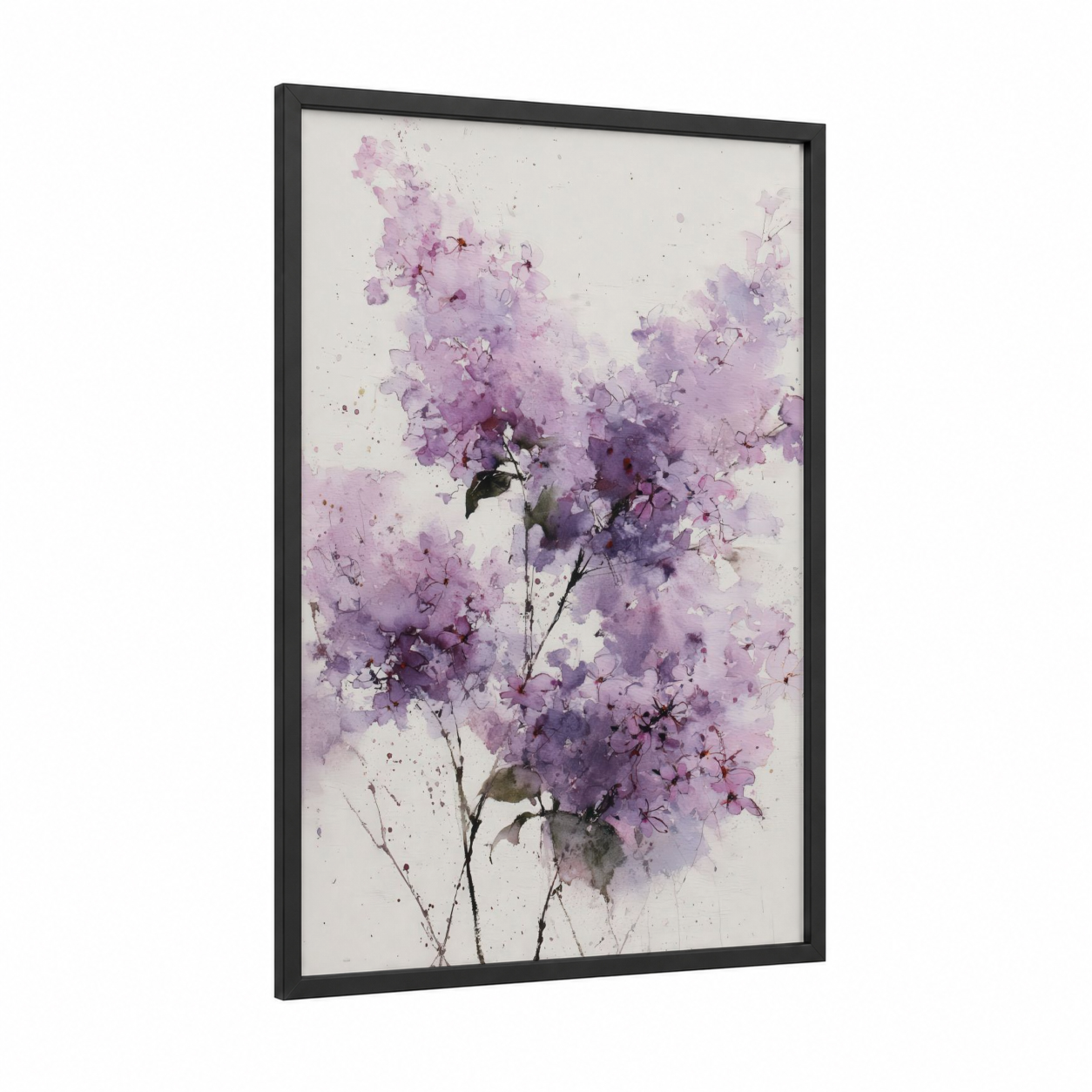 Lavender Dream Lilac framed art print — black wood frame — lavender and white palette