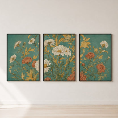 Vintage Floral Triptych Set Wall Art — set hero