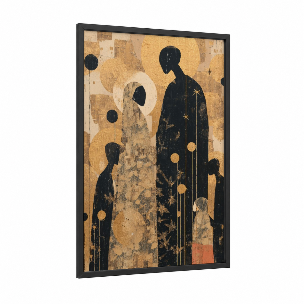 Celestial Remembrance framed all saints day print — black wood frame — gold and black and gold palette