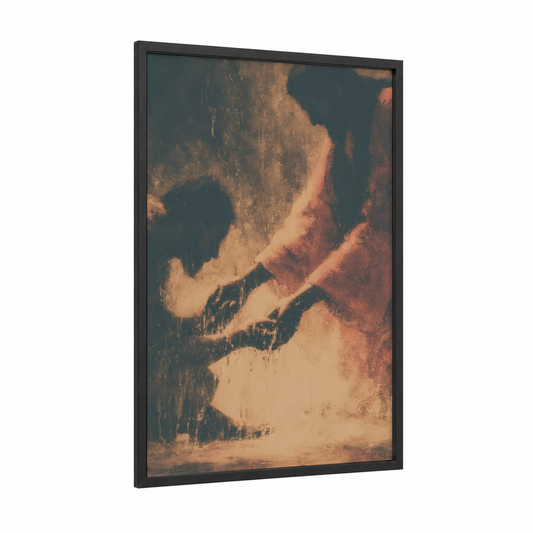 Radiant Savior framed jesus christ print — black wood frame — gold and russet palette