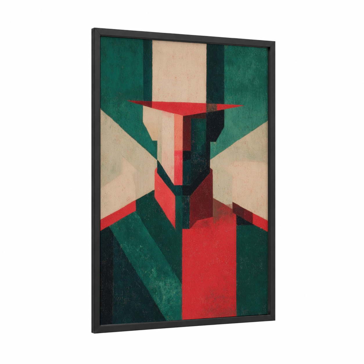 Geometric Celebration framed cinco de mayo print — black wood frame — teal and red palette