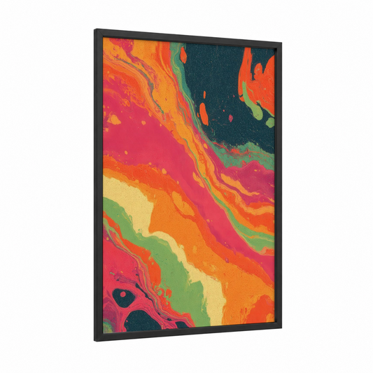 Cosmic Nebula framed art print — black wood frame — magenta and orange palette
