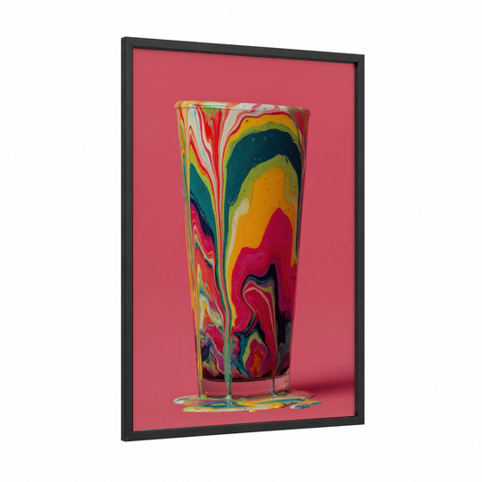 Psychedelic Milkshake framed art print — black wood frame — magenta and gold palette