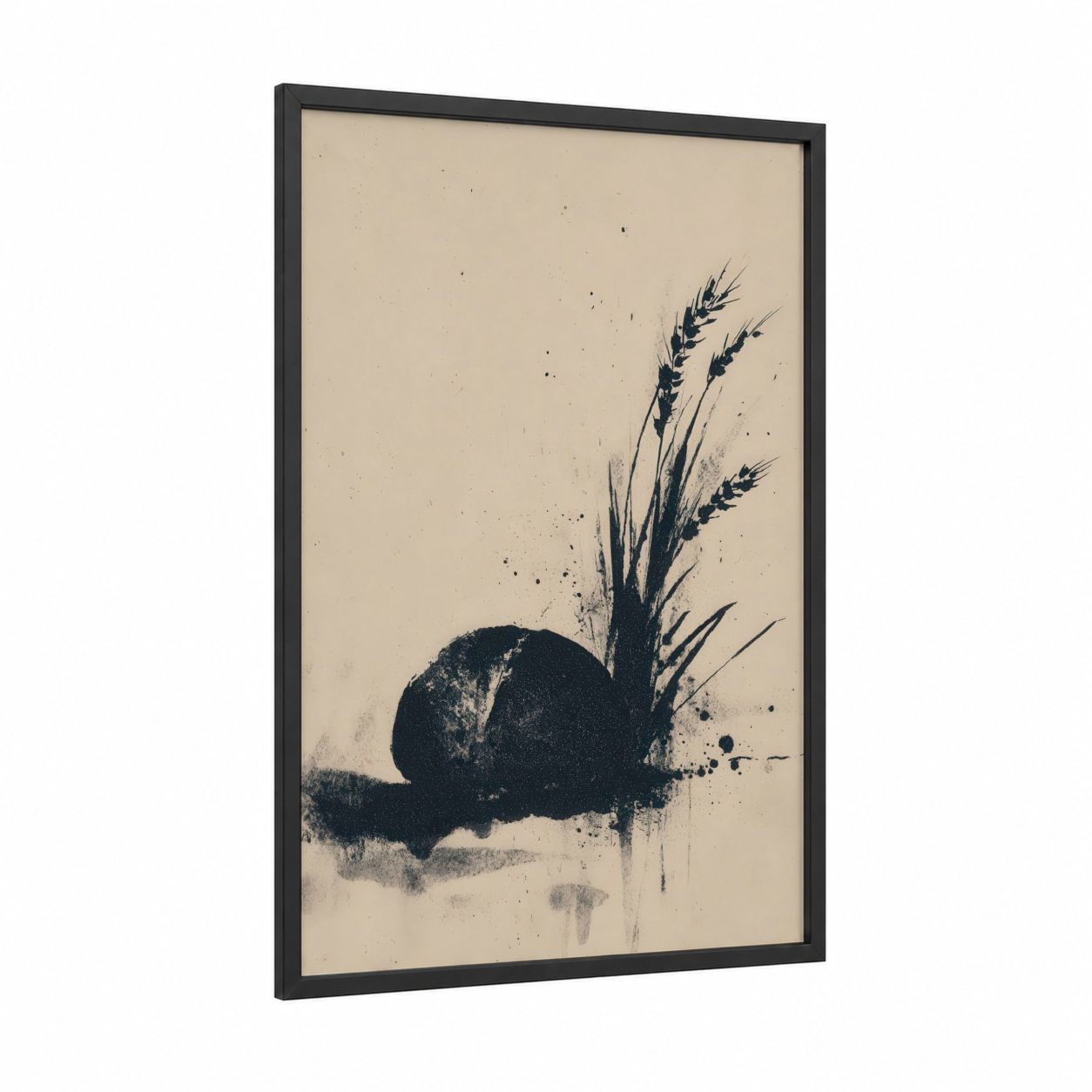 Artisan Baking framed art print — black wood frame — black and white and beige palette