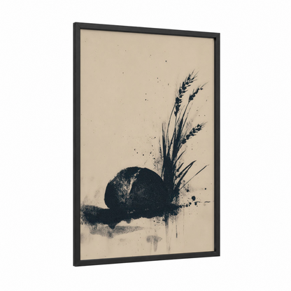 Artisan Baking framed art print — black wood frame — black and white and beige palette