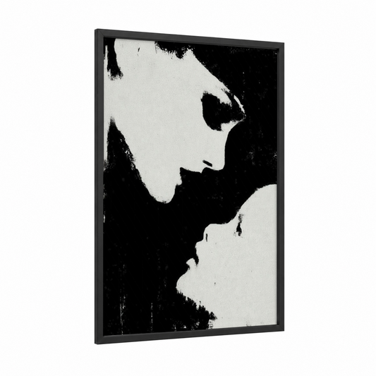 Tender Connection framed mother's day print — black wood frame — black and white palette
