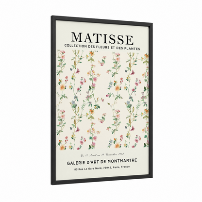 Matisse Floral Collection framed abstract flower print — black wood frame — cream and peach palette