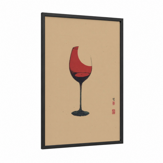 Splashing Red Wine framed art print — black wood frame — red and black palette
